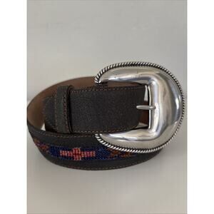 Womens Brighton Silver Buckle Southwestern Leather Belt 30” Western NEW